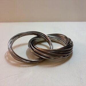 Vintage Twisted Wire Bangle Bracelet in Silver Tone 3” Across Lot# 409